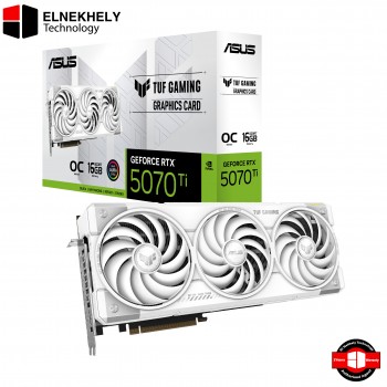 ASUS TUF Gaming RTX 5070 Ti White OC Edition 16 GB GDDR7 Graphics Card – CUDA 8960, 2610 MHz OC, PCIe 5.0, DLSS 4, 3×Axial Fans, DisplayPort 2.1 & HDMI 2.1, Detachable GC‑HPWR Connector